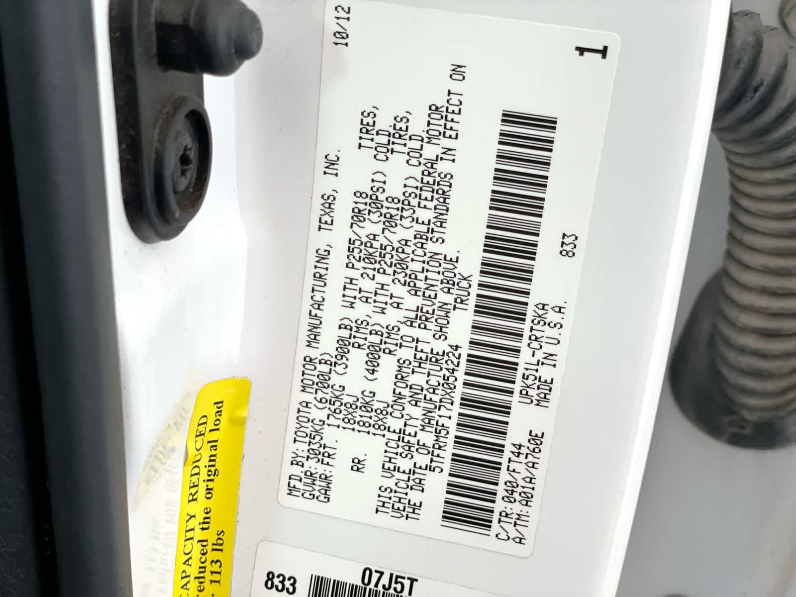 2013 Toyota Tundra Double Cab 4.6L V8 6-Spd AT (Natl)