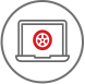 laptop icon with a tire on the screen