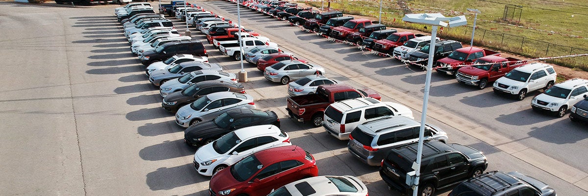 image of an aerial view of a car lot